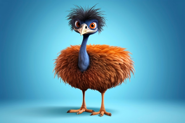 Cartoony ostrich in studio