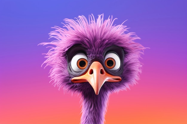 Free photo cartoony ostrich in studio