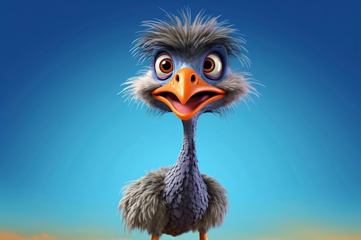 Free Photo cartoony ostrich in studio