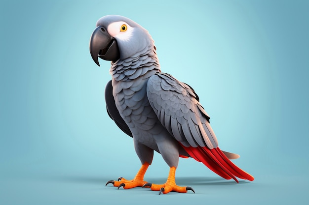 Free photo cartoony parrot in studio