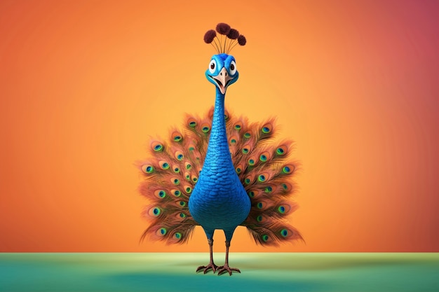 Free photo cartoony peacock in studio