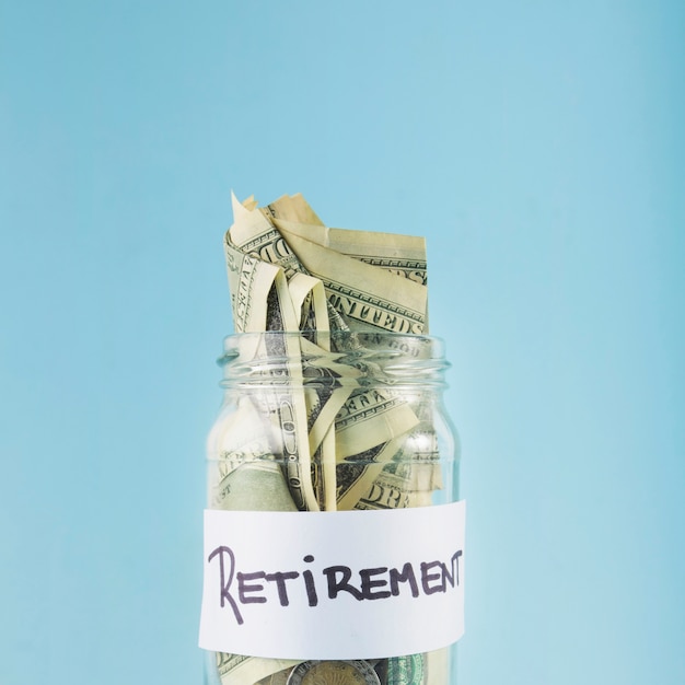 Free photo cash in jar for retirement