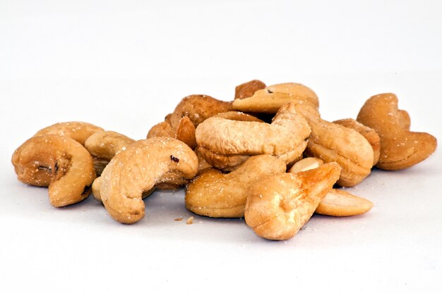 Cashew nuts isolated on the white