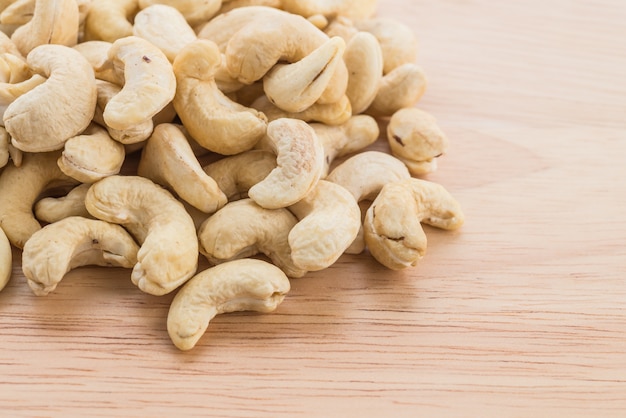 cashew on wood background