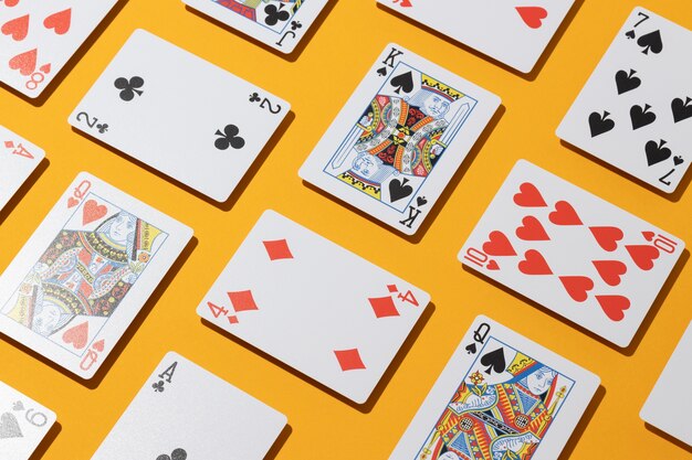 casino cards on yellow background