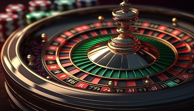 Free photo casino games backdrop banner 3d illustration with casino elements craps roulette and poker cards generative ai