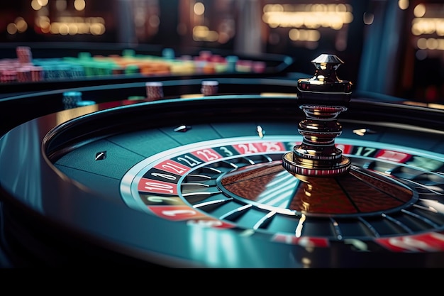 Casino roulette wheel Close up Ai generative