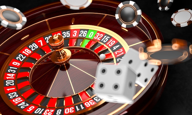 Premium Photo | Casino roulette wheel with dice