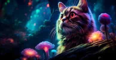 Бесплатное фото Кот в волшебной среде