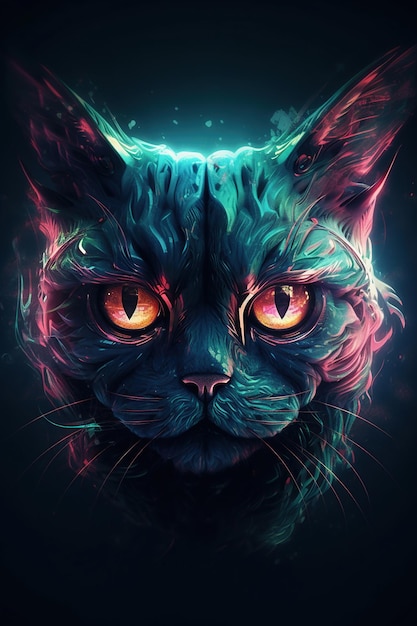 Free photo cat warriors with burning eyes generative ai