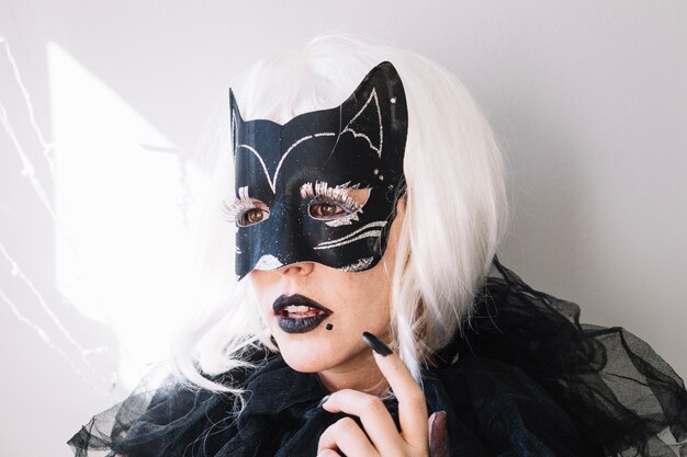 Cat woman in white wig