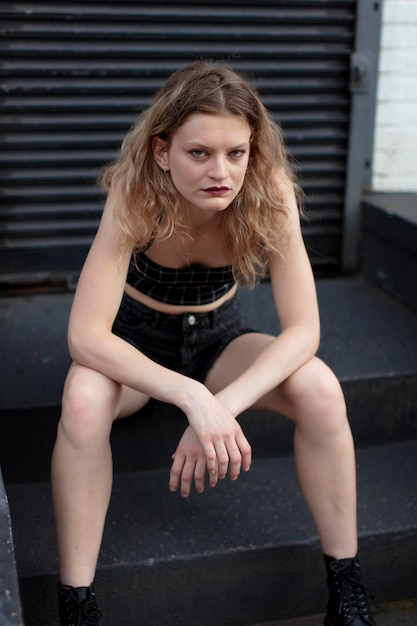 Caucasian punk female in urban location