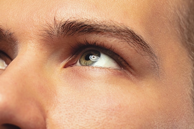 Free photo caucasian young man's close up shot on studio