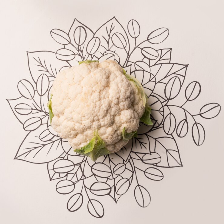 Free Photo cauliflower over outline floral background
