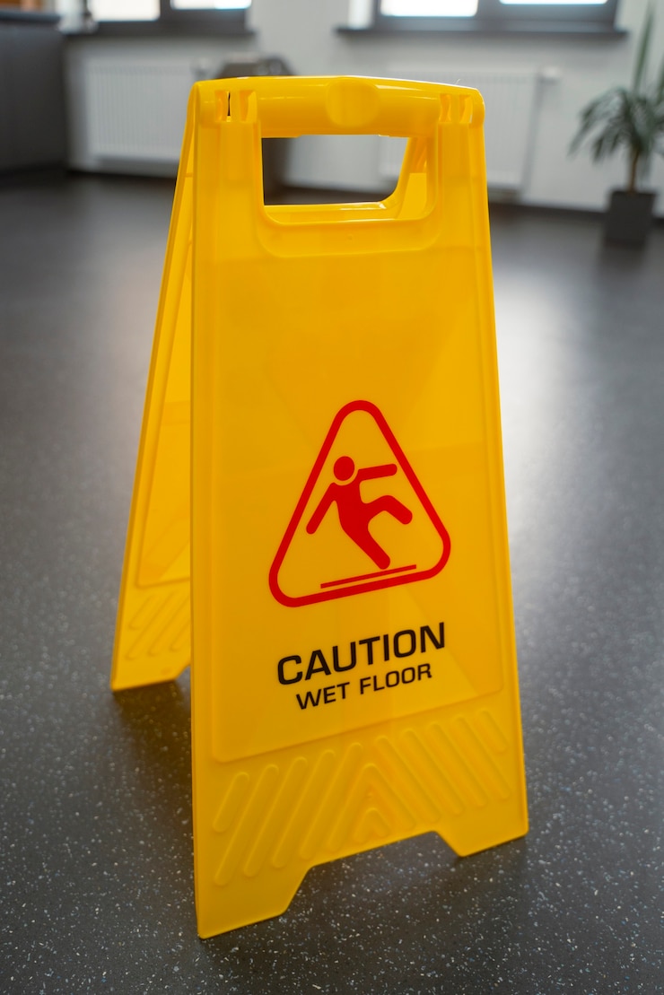 Free Photo caution sign on floor indoors