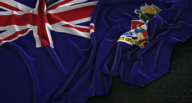 Cayman Islands Flag Wrinkled On Dark Background 3D Render