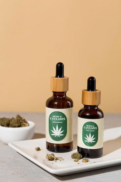 Free photo cbd oil dropper composition