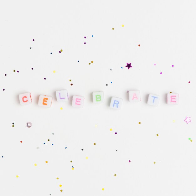 CELEBRATE beads lettering word typography