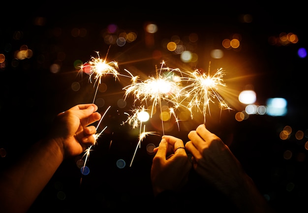 Celebrating with Sparklers in the Night: Free Stock Photos to Download