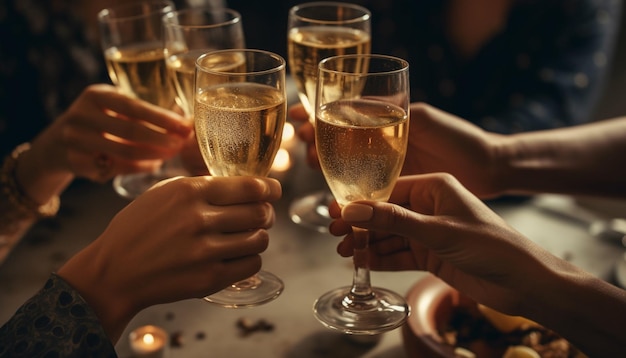 술과  ⁇ 페인과 함께 축하 여성 파티 사회적 이벤트 와인 인공지능에 의해 생성 된 남성