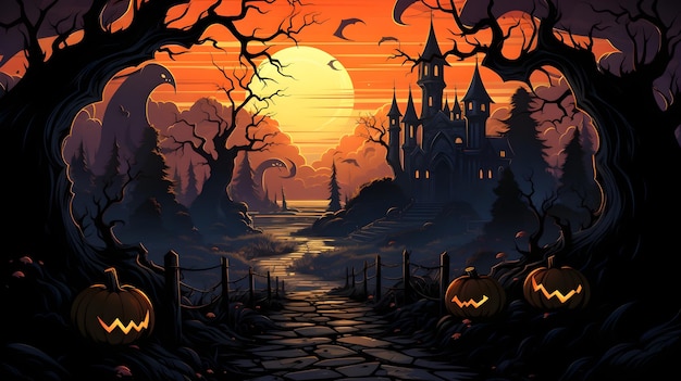 Free photo celebration flat cartoon halloween wallpaper