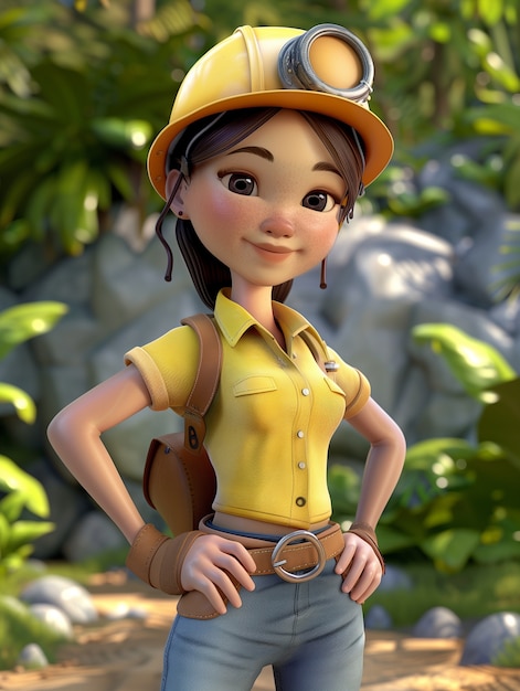 Free photo celebration of labour day with 3d cartoon portrait of working woman