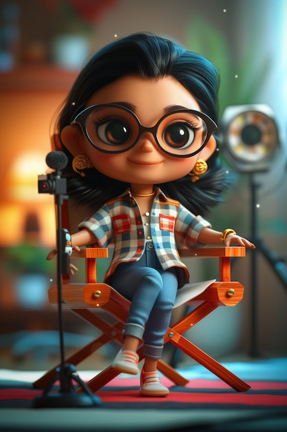 Celebration of labour day with 3d cartoon portrait of working woman