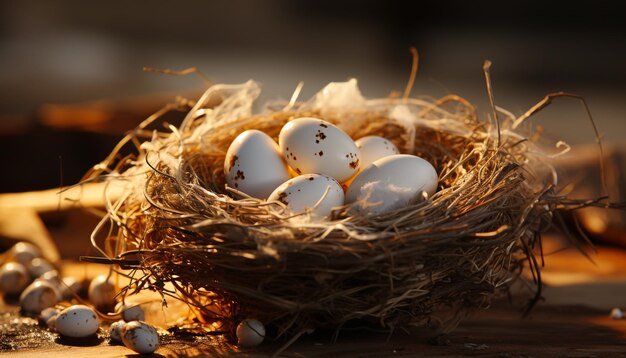 Celebration of new life cute animal nest fresh eggs generated by artificial intelligence