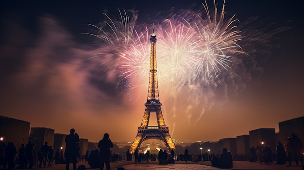 Celebration of new year's eve in paris, france