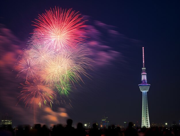 Celebration of new year's eve at tokyo skytree