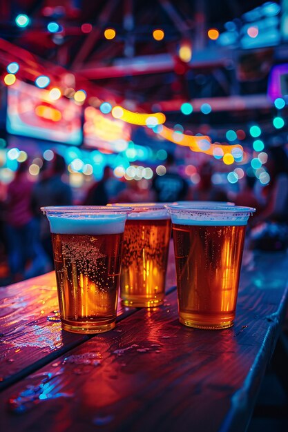 Празднование Oktoberfest с большим количеством пива