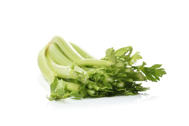Celery on a white surface