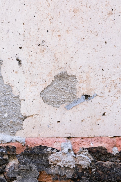 Cement wall with stains and bricks