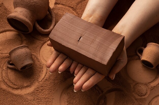 Ceramic and pottery tools still life