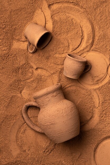 Ceramic and pottery tools still life