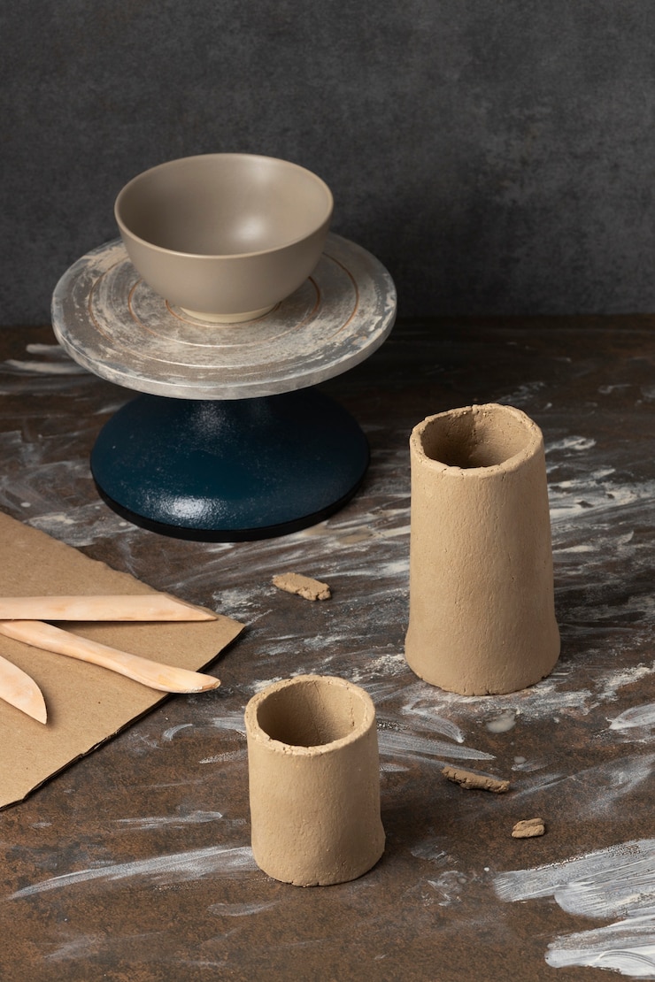 Free Photo ceramic and pottery tools still life