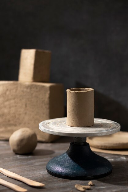 Ceramic and pottery tools still life