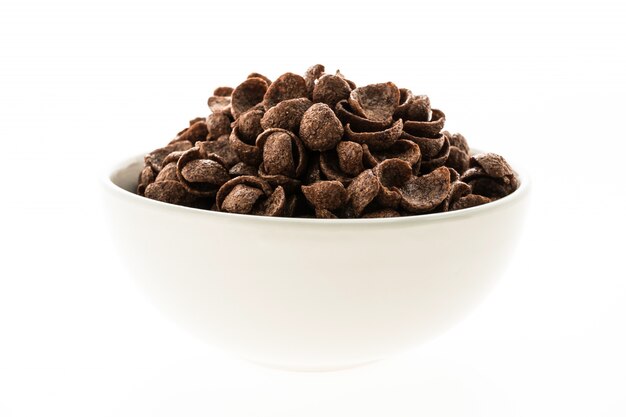 Cereals chocolate in white bowl