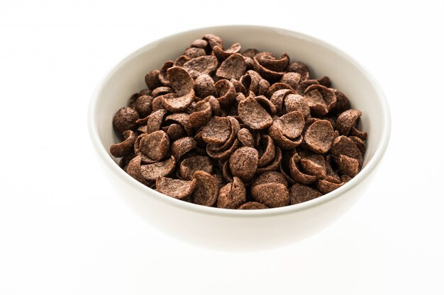 Cereals chocolate in white bowl