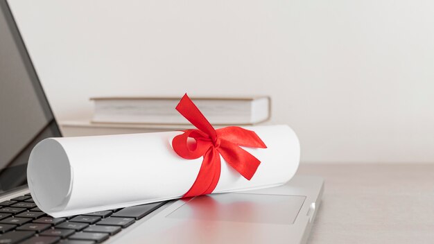 Certificate with ribbon and bow