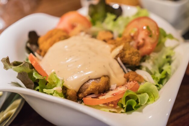 cesar salad with fried chicken