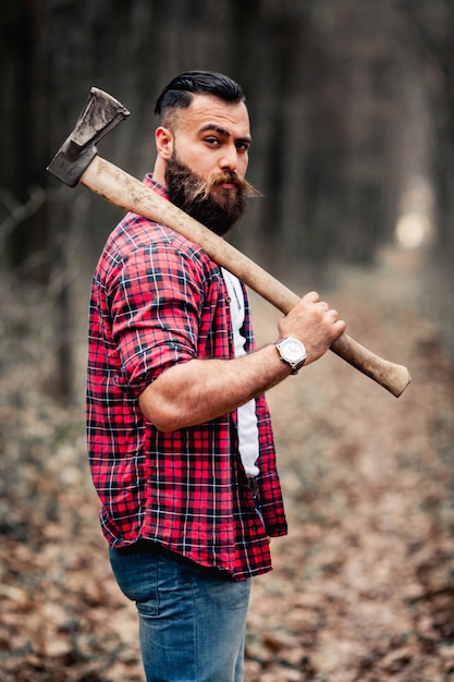 chainsaw hipster bearded lumberjack tough
