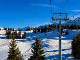 Free photo chair lift in french mountain, europe