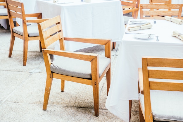 Chair and table in restaurant