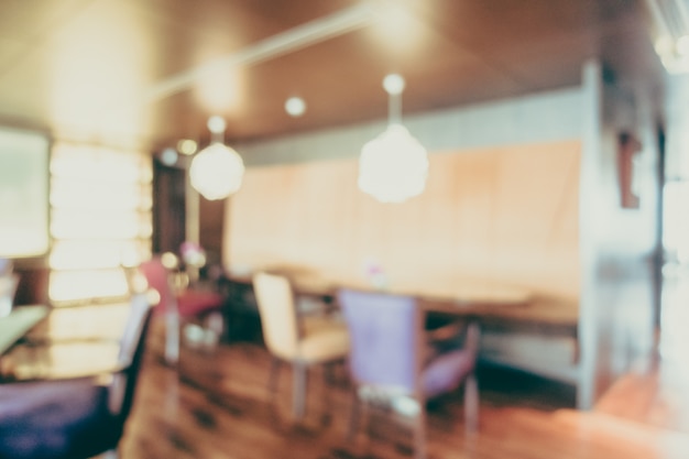 Chairs next to a wooden table unfocused