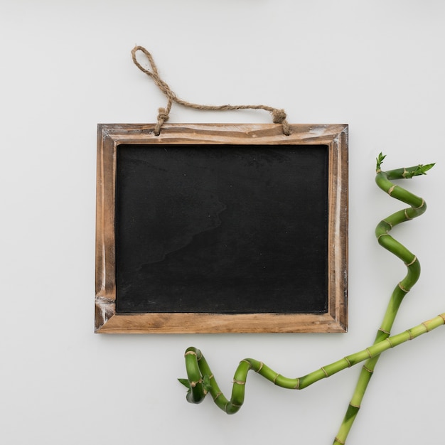 Chalkboard and bamboo sticks