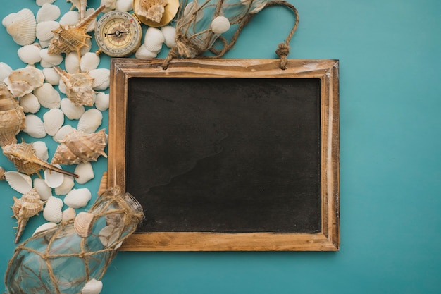 Free photo chalkboard and marine elements