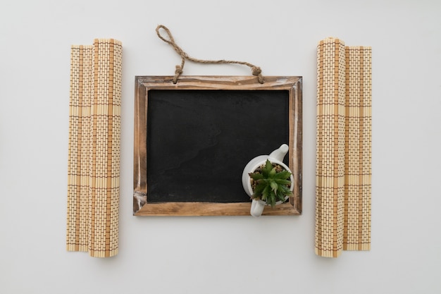 Chalkboard with flower pot