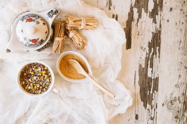 Chamomile tea and brown sugar