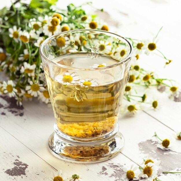 Chamomile tea cup arrangement